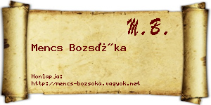 Mencs Bozsóka névjegykártya